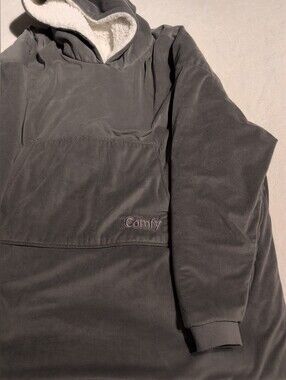 Original "The Comfy" Charcoal Sherpa-Lined Hoodie. L/XL Adult